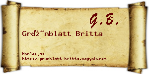 Grünblatt Britta névjegykártya
